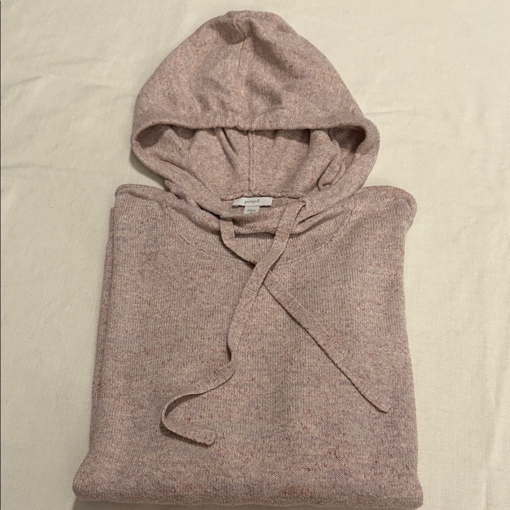 Purejill by J.Jill Heathered Blush Knit Hoodie Pullover | Petite M